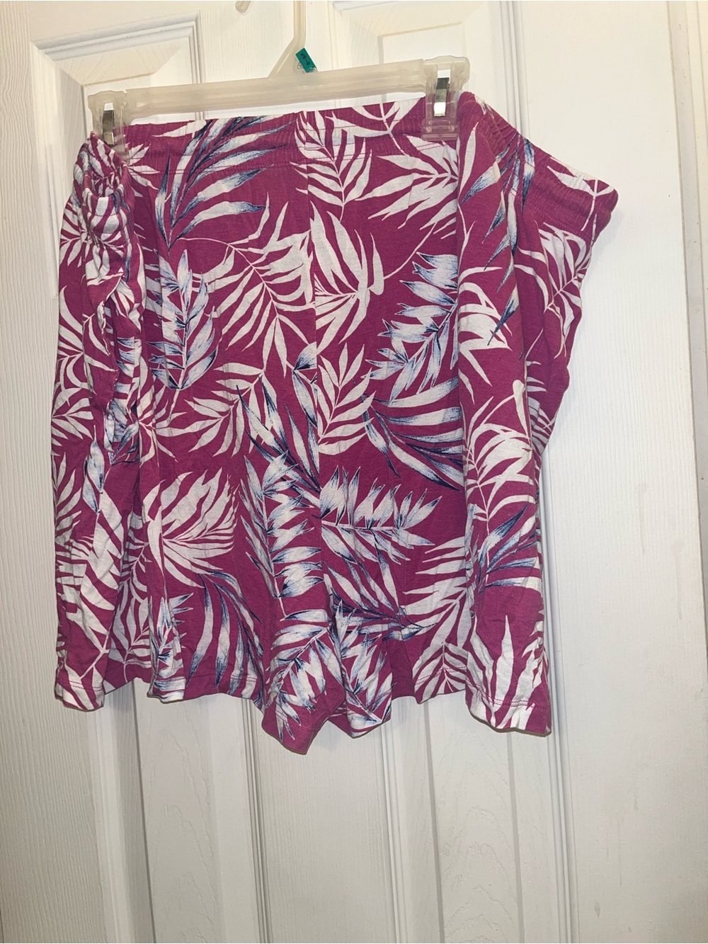 3X Fuchsia Tropical Print Pajama Shorts - Picture 2 of 6